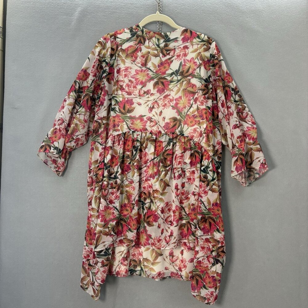 Gianni Bini Chiffon V Neck Shift Dress Wava Sz Medium Poppy Floral Print, Boho‎ - Picture 6 of 15